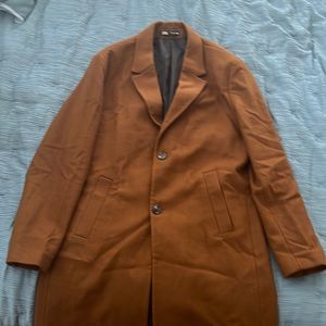 Men’s Zara Pea Coat, Brown, XL